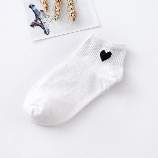 Women Short Socks Red Heart Cute College Fresh Female Socks Soft Cotton Summer Autumn Sock for Girls