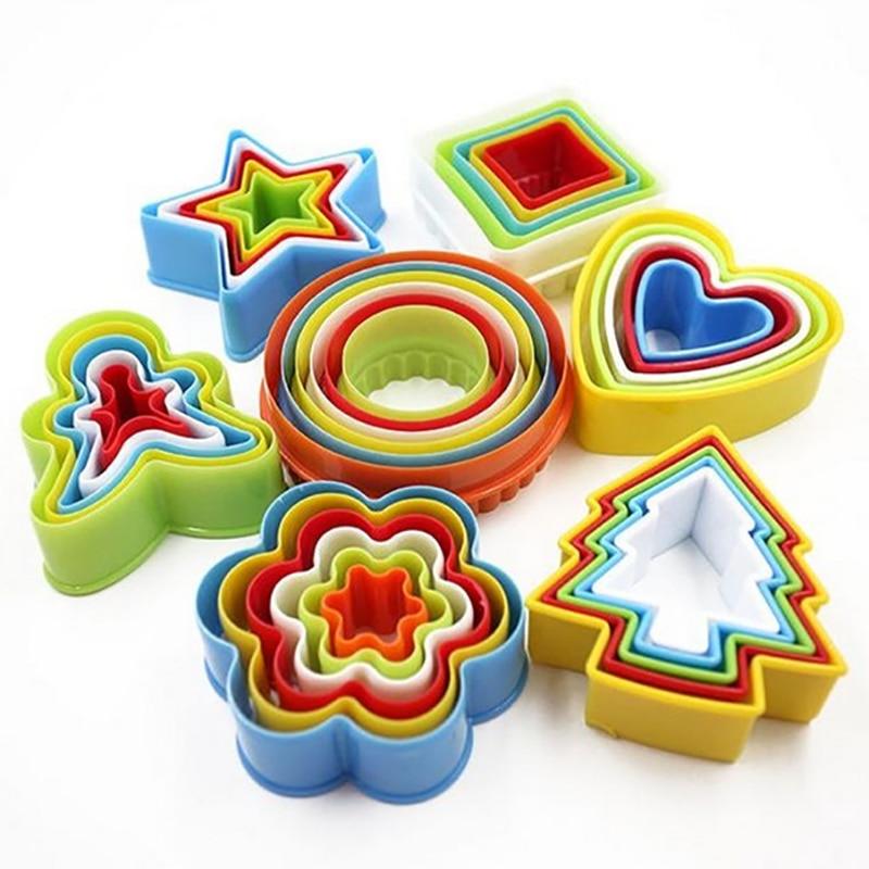 5Pcs/set Silicone Heart Star Xmas Tree Shape Cookies Cutter Molds Biscuit Plunger Forms For Baking Mousse Cake Decor Tools Cookie Cutter Set Biscuit Cutter Set Multi-size Sandwich Fondant Cake Cutter