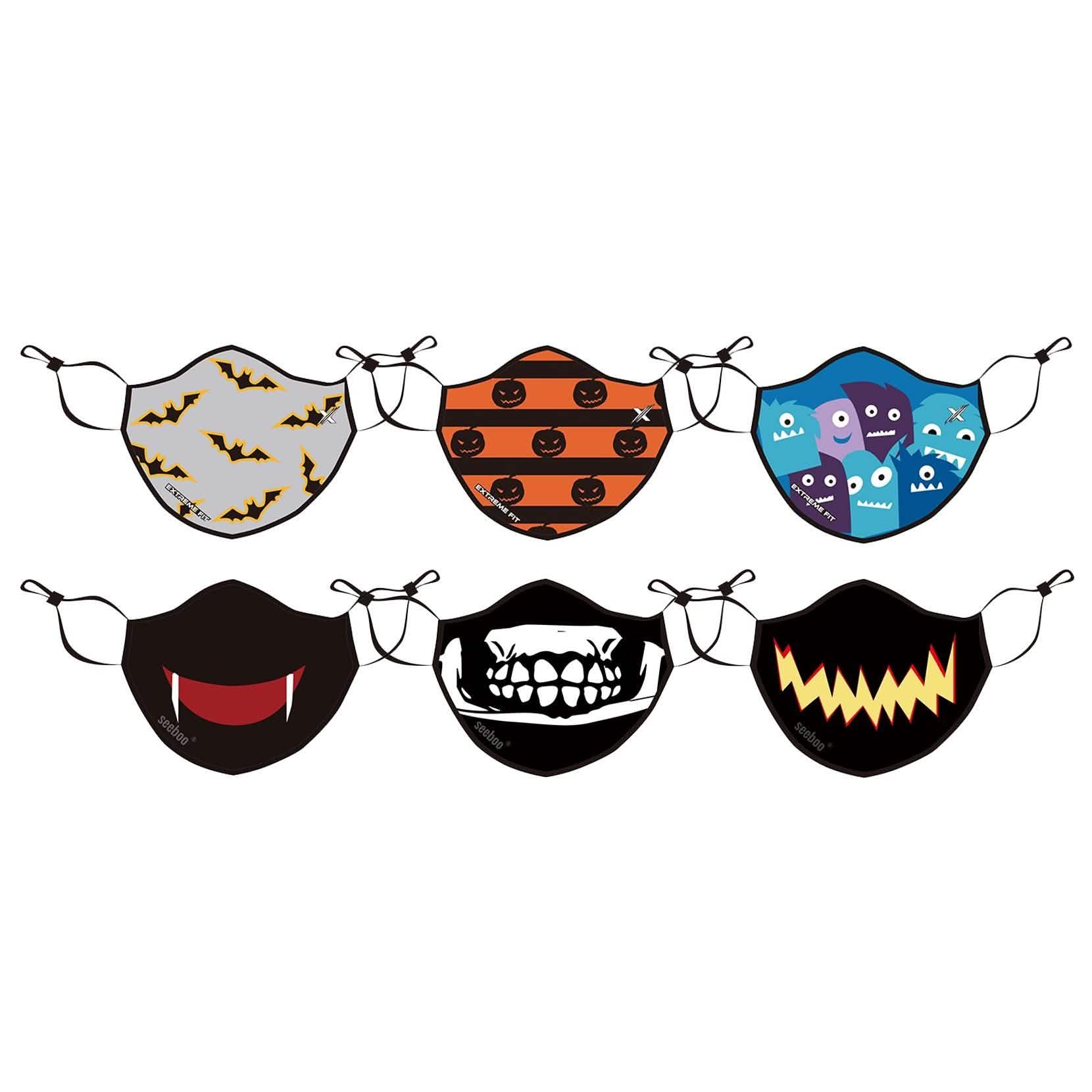 6-Pack: Halloween Two-Layer Special Reusable Face Mask with Adjustable Earloop