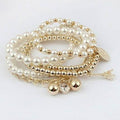 6-Piece: Multi Layer Pearl Bracelet Set