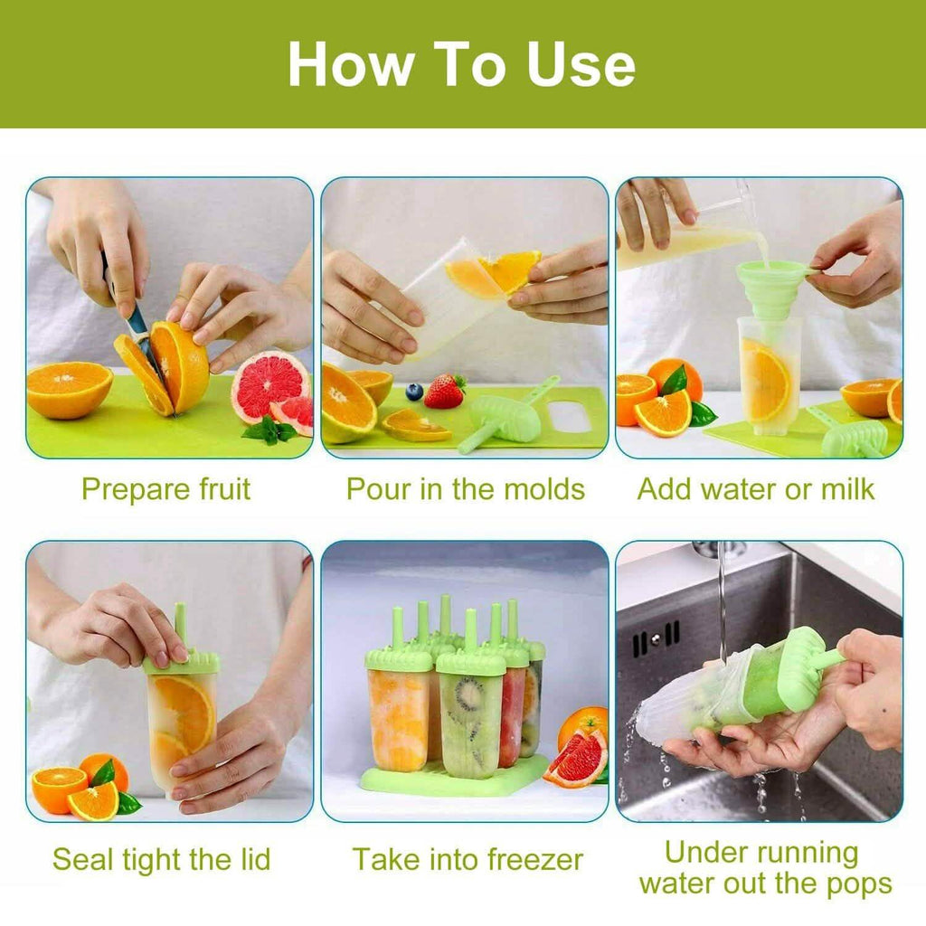 6-Piece: Popsicle Molds Reusable Ice Cream DIY Ice Pop Maker