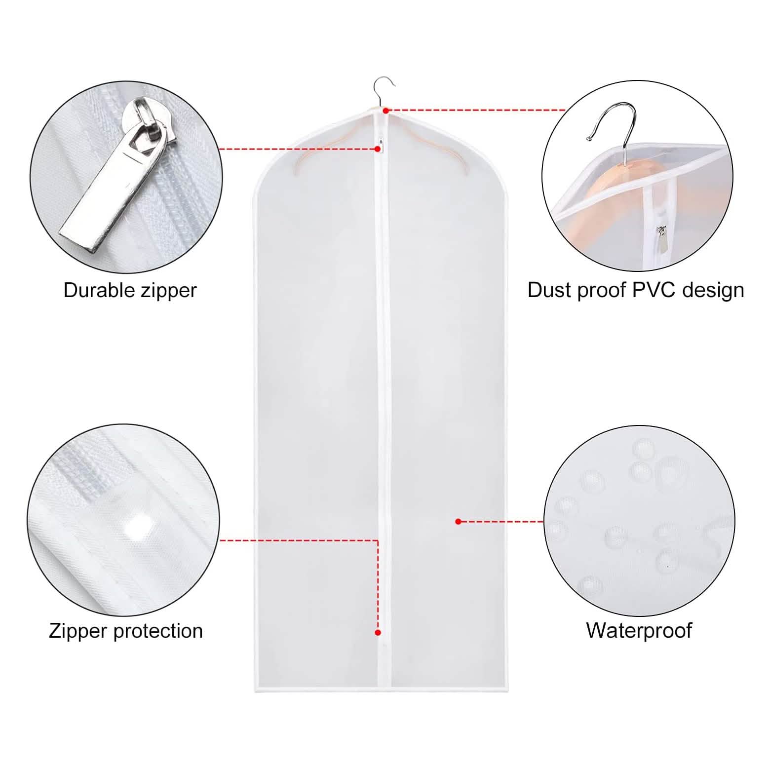 6-Pieces: Zilink Clear Garment Bag Dress Bags
