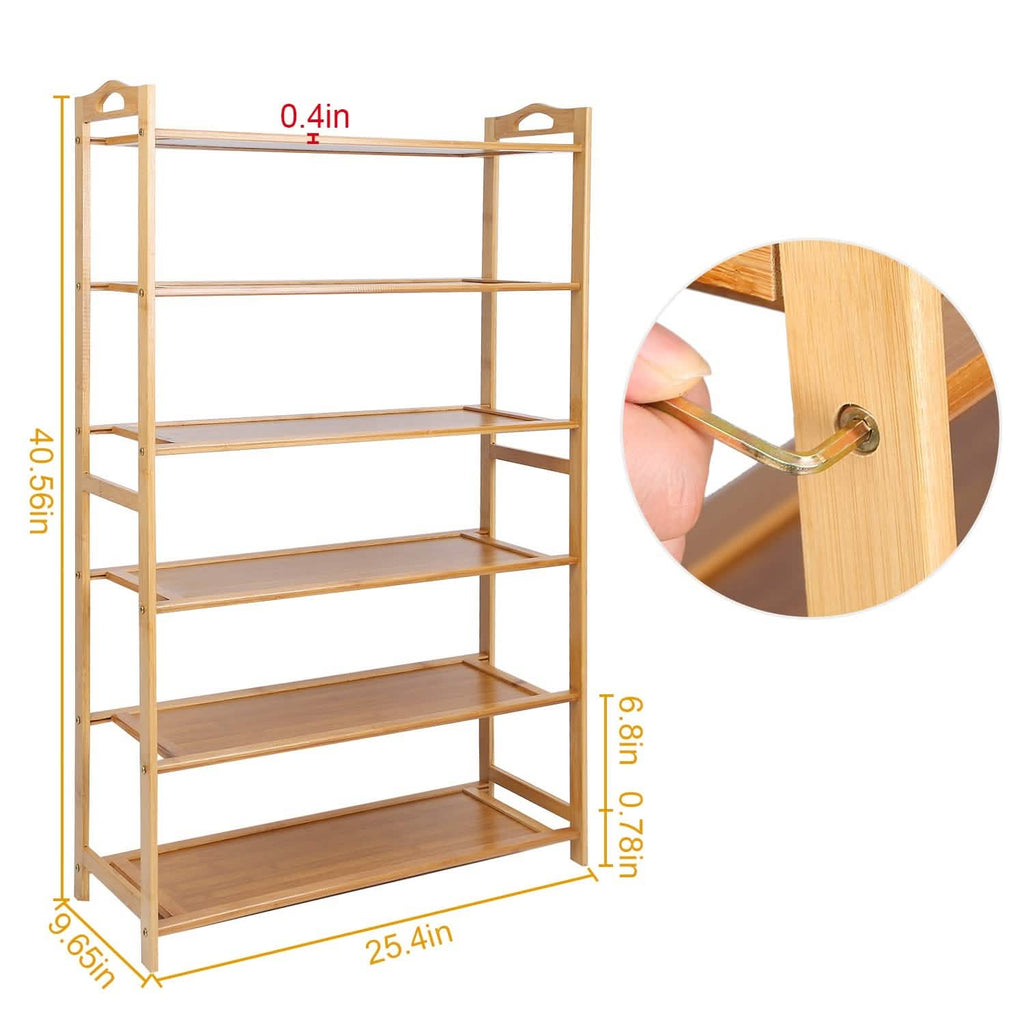 6 Tier Bamboo Shoe Rack Organizer