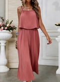 Spaghetti Strap Smocked Wide-Leg Jumpsuit