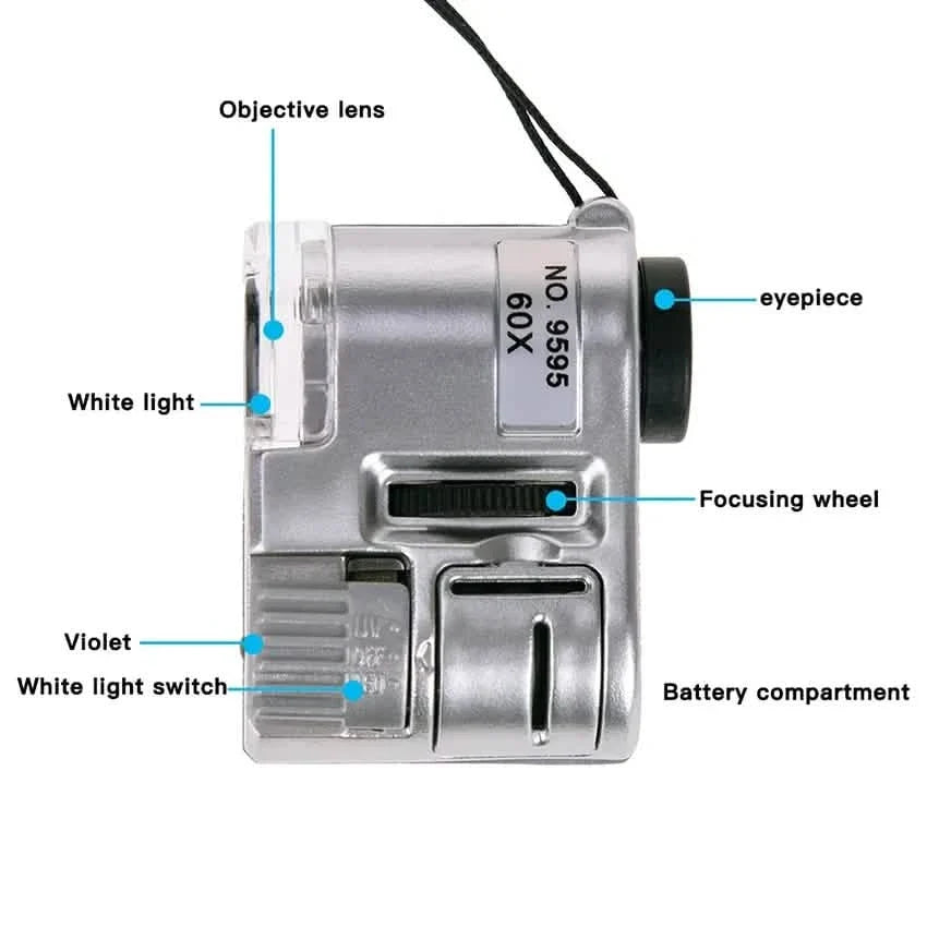 60X Handheld Magnifying Glass Mini Pocket Microscope