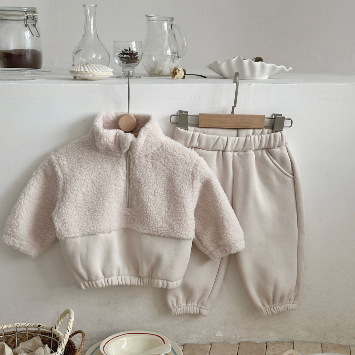 Baby And Toddler Lambswool Stand-up Collar Half-zip Sweater