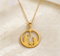 Praying Nun Hollow Circle Pendant Necklace