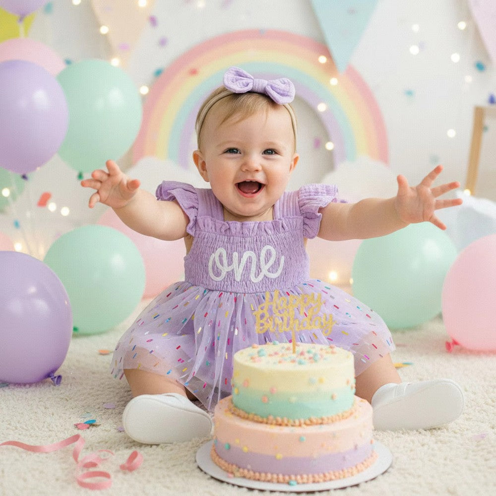 Girls And Infants Mesh Romper With A Tulle Skirt And Bow