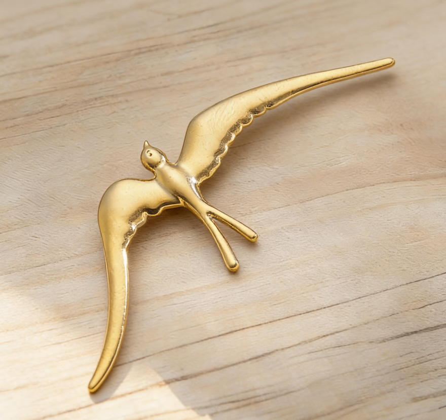 Stainless Steel Swallow Flower Brooch