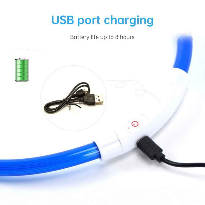 3-Mode LED Dog Collar - USB Rechargeable, Detachable & Glowing Pet Safety Necklace for Night