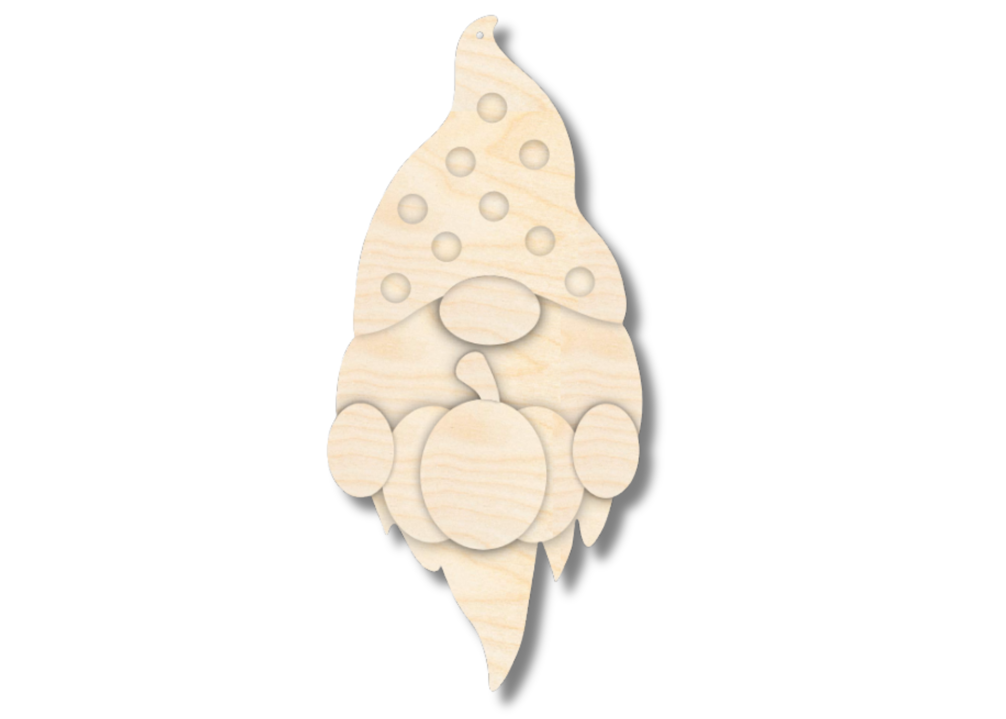 Unfinished Wood Layered Hanging Gnome Holding Pumpkin | 2 Layers | up to 46"