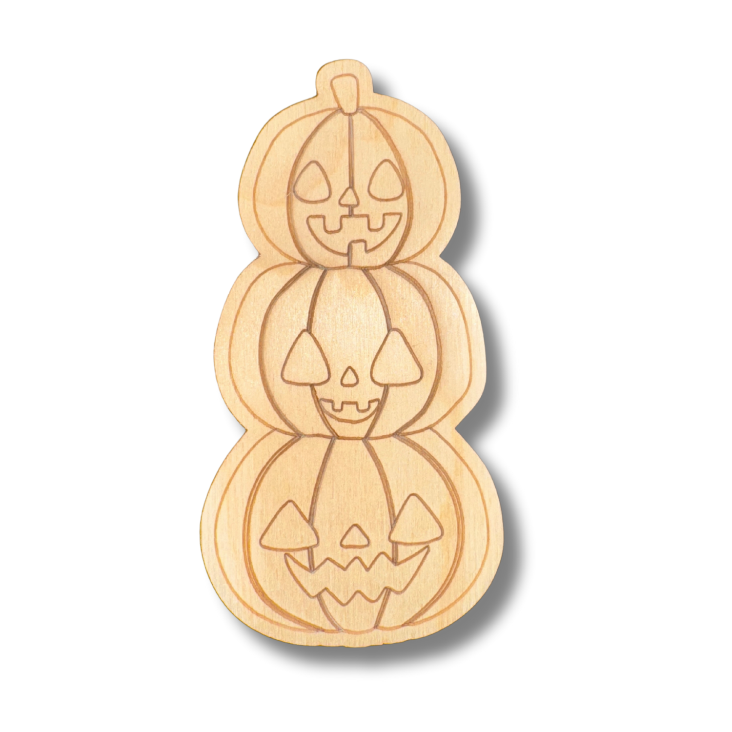 Unfinished Wood Etched Stacked Jack o 'Lantern  Shape | Paint By Line Crafts | up to 30" DIY