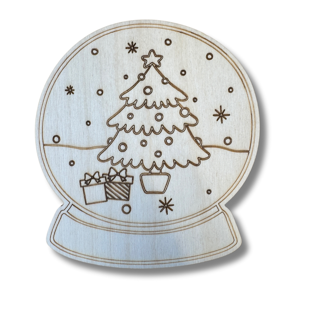 Unfinished Wood Etched Tree Snowglobe Shape | Paint By Line Crafts | up to 30" DIY
