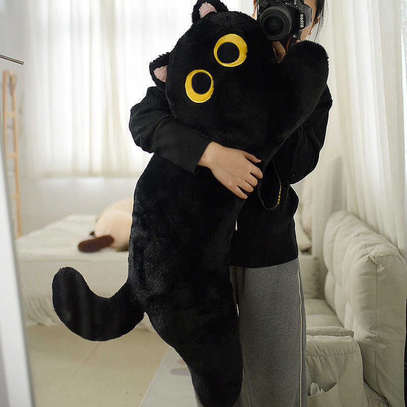 Plush Black Cat Throw Pillow