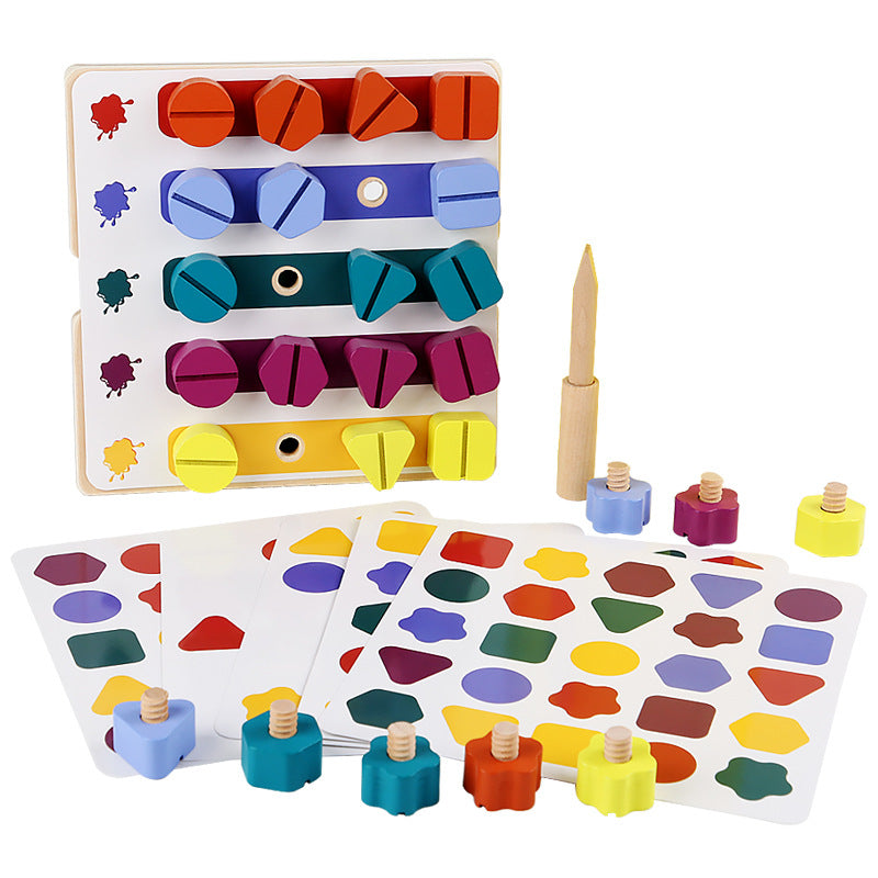 Kindergarten Screw-and-nut Shape Matching Color Puzzle Building Blocks