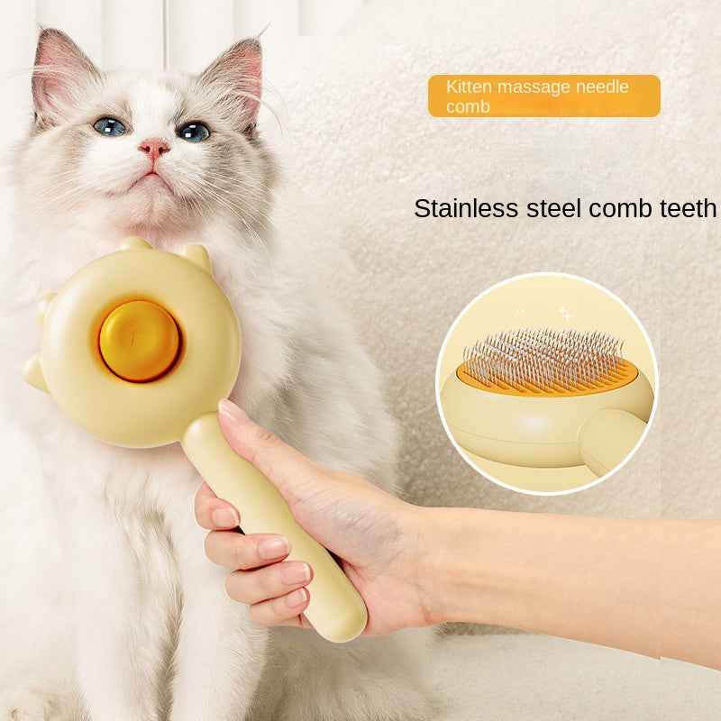 Creative Design Pet Comb Cat Self-Cleaning Needle Comb Dog Comb for Removing Loose and Dead Hair Cat Grooming Comb Wholesale