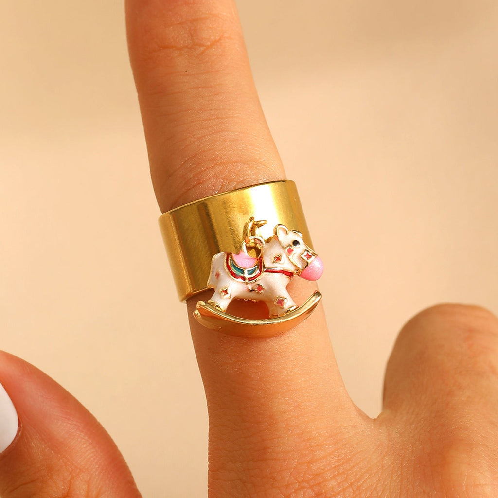 Enamel Pony Horse Brings Money Ring