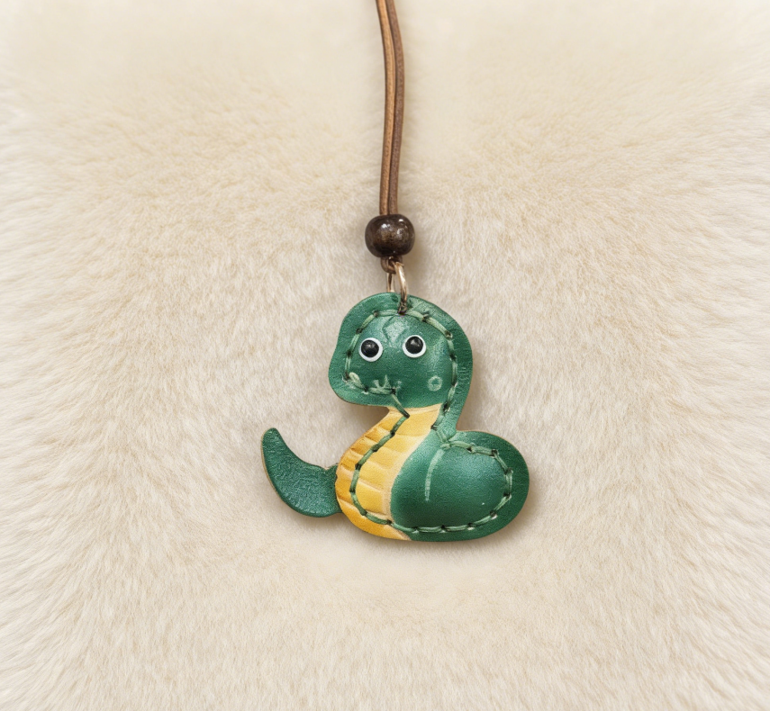 Handmade Leather Snake Keychain