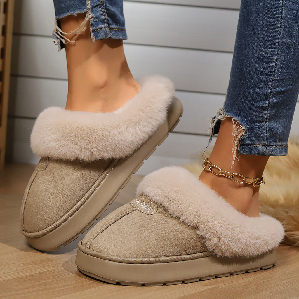 Women Fur Slippers Winter Warm Shoes Suede Plush House Indoor Outdoor Men Couples Cotton Cozy Comfy Faux Fur Slip-On Women House Shoes Memory Foam Suede Fluffy Comfort Plush Anti-Slip Slippers