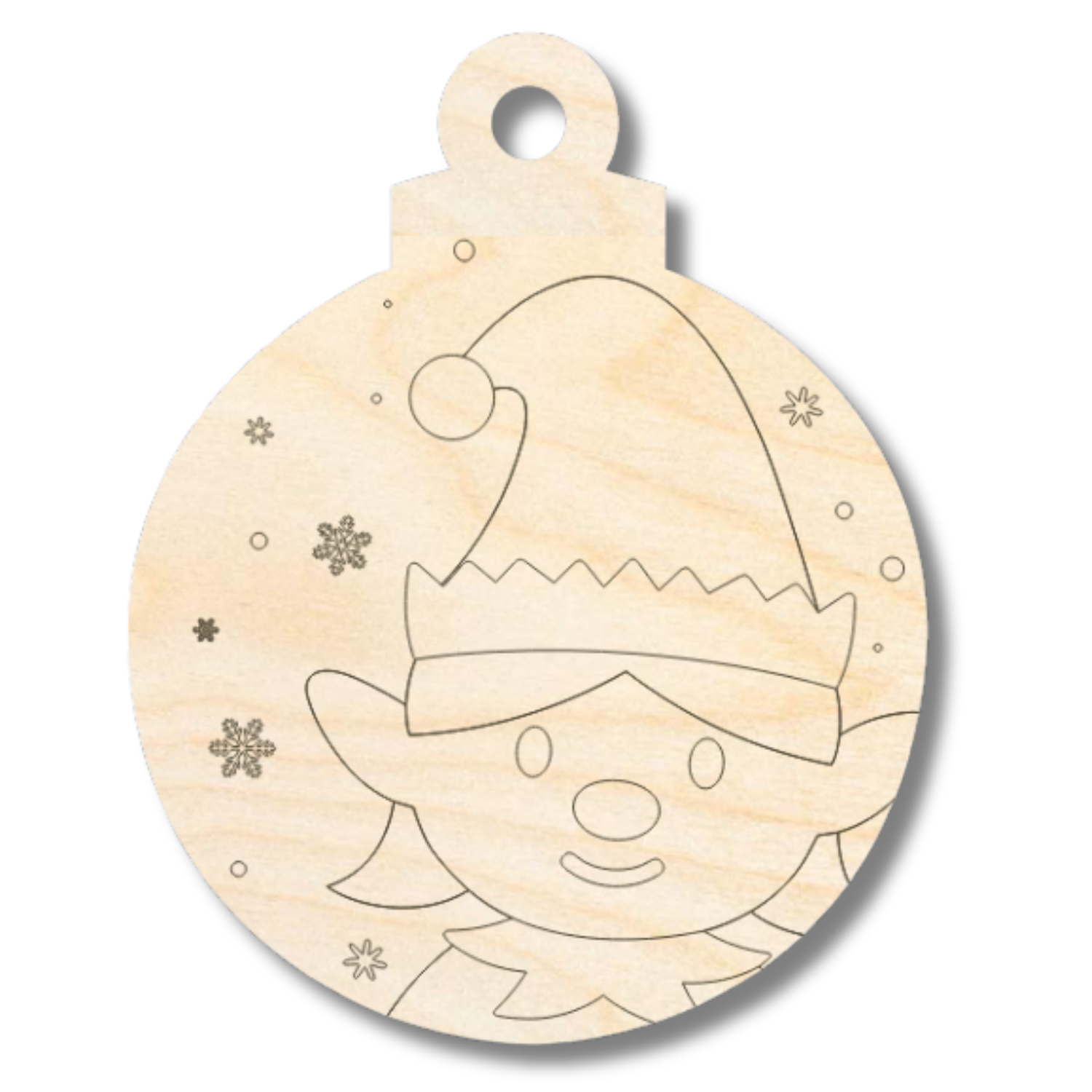 Unfinished Wood Etched Girl Elf Ornamet Shape | Paint By Line Crafts | up to 30" DIY