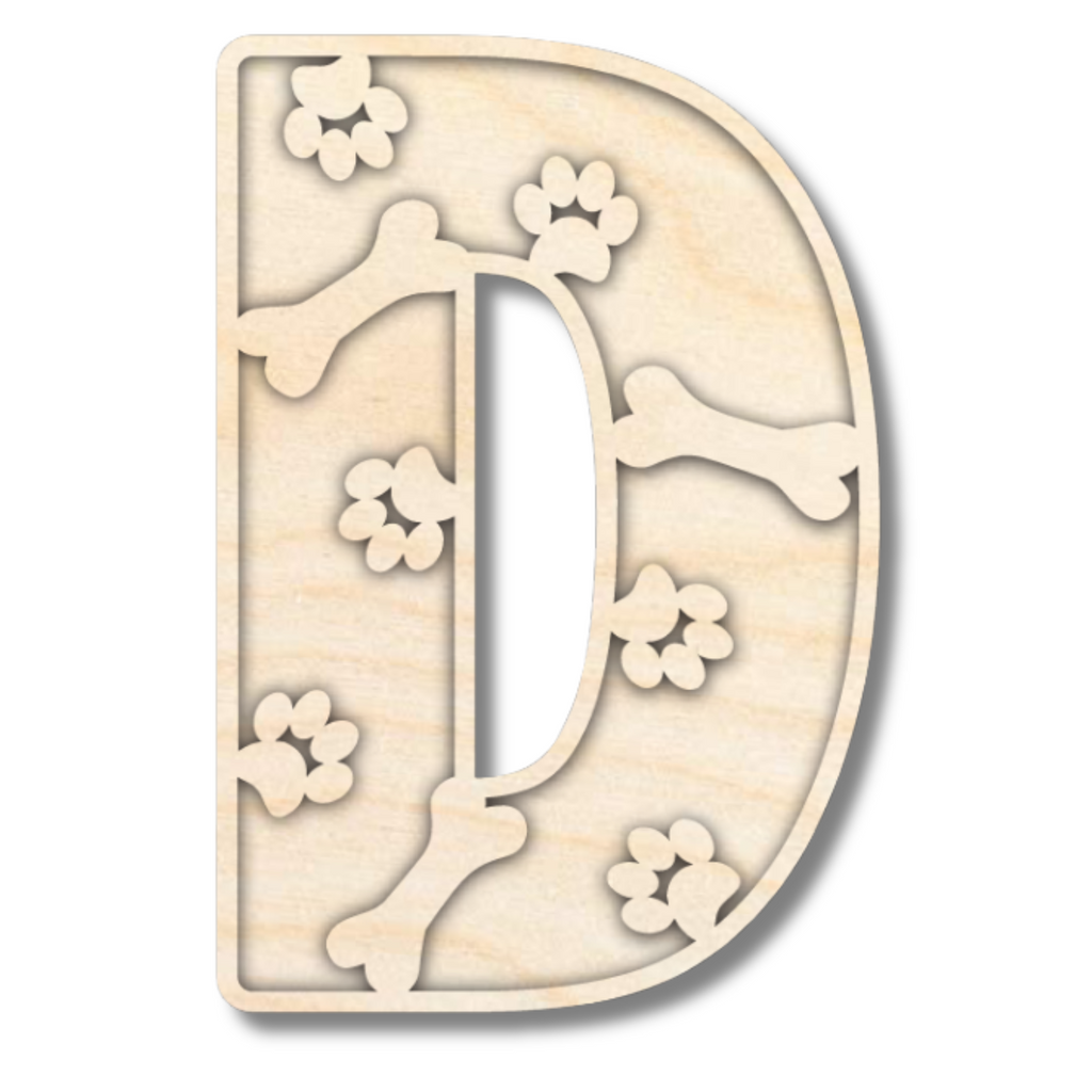 Unfinished Wood Layered Themed Letters | Paw Print | A-Z | 2 Piece | up to 24"
