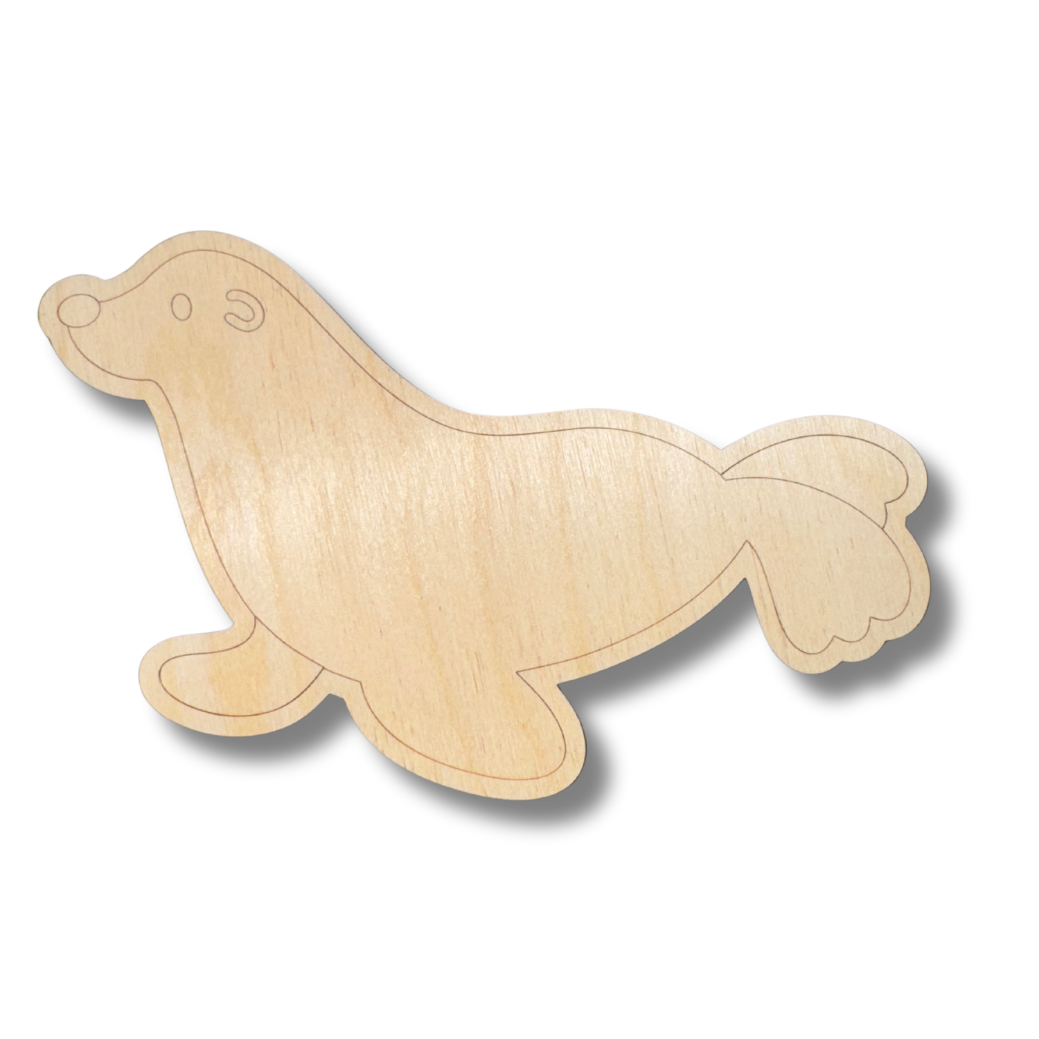Unfinished Wood Etched Seal Shape | Paint By Line Crafts | up to 30" DIY