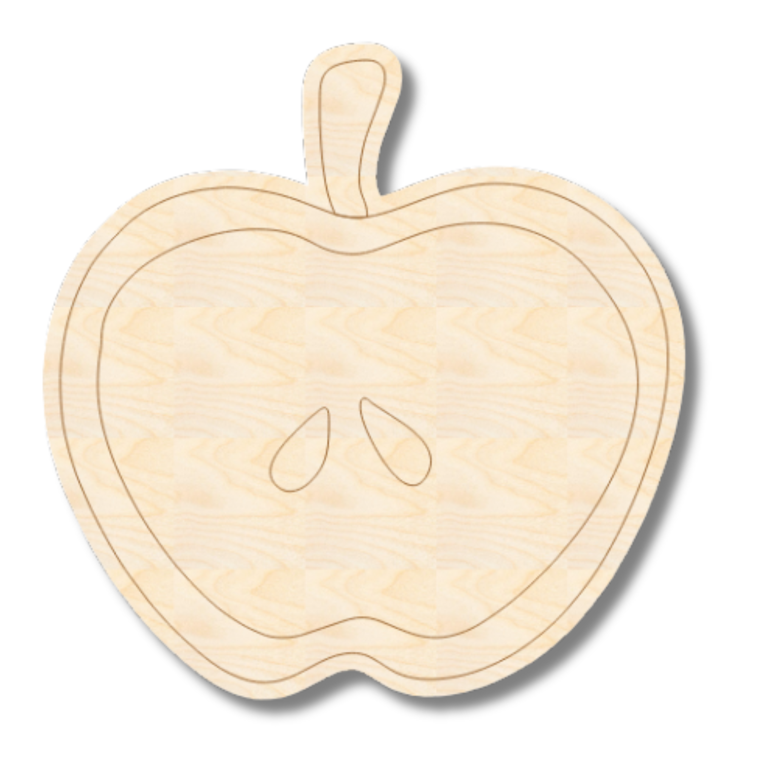 Unfinished Wood Etched Half Apple Shape | Paint By Line Crafts | up to 30" DIY