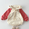 Baby Autumn Jumpsuit With Contrast Sleeves Hooded Sweater