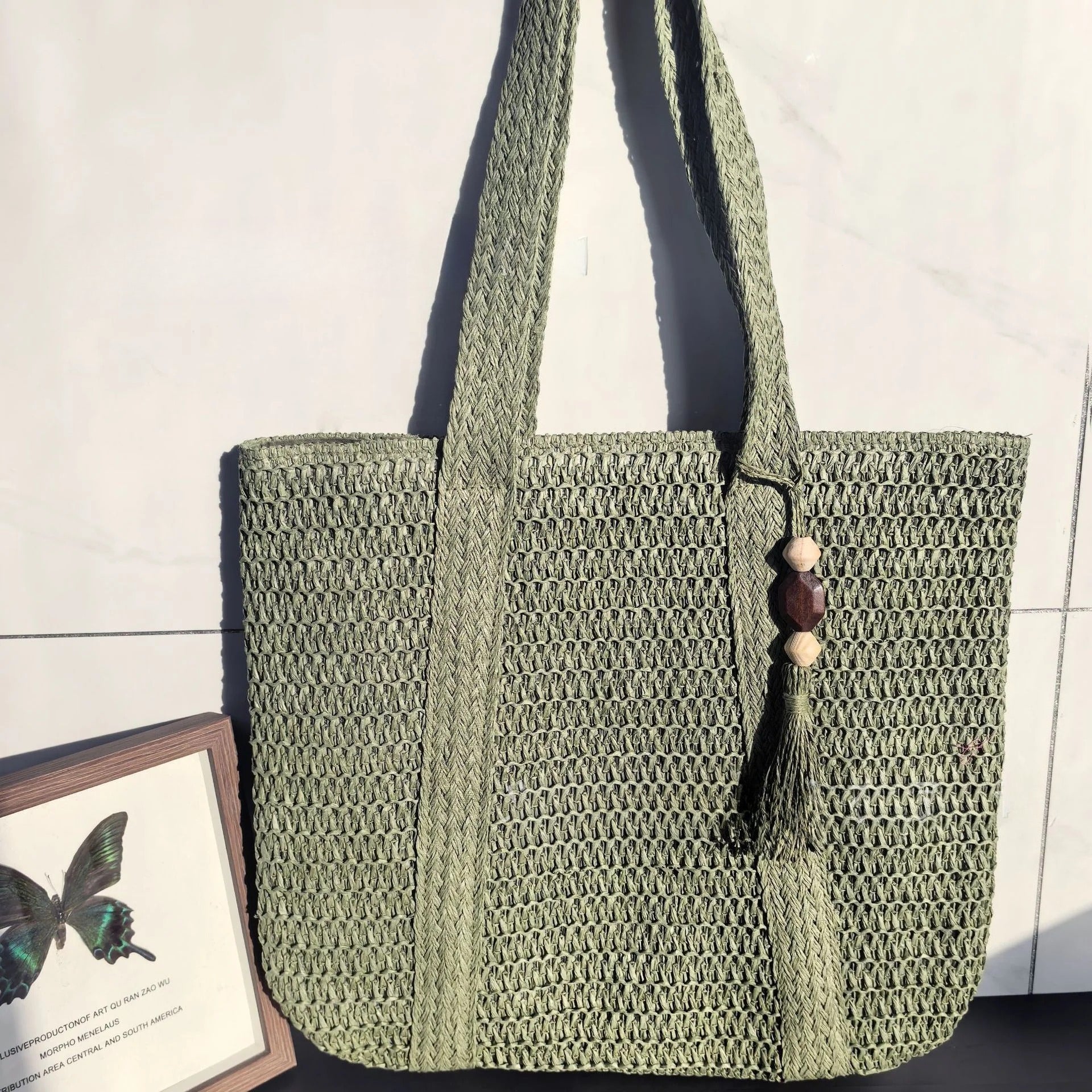 Elegant Straw Shoulder Bag – Women’s Premium Large Beach Tote, Commuter Woven Purse