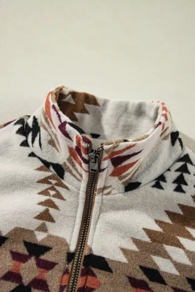 Vintage Colorful Zip Up Mock Neck Jacket Sleek & Versatile Lightweight Outdoor Outerwear