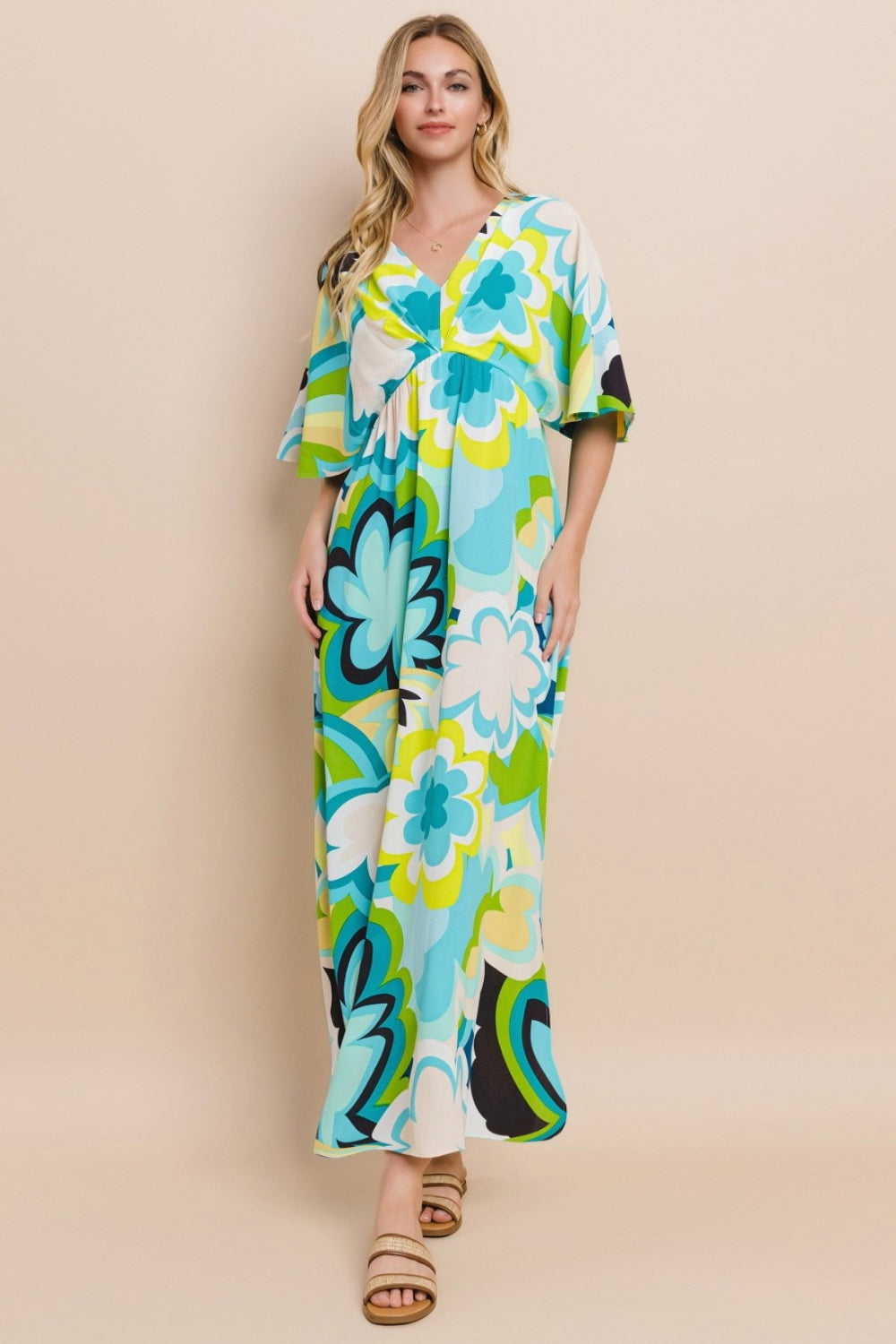 Floral Printed Slit Maxi Dress For Women – Summer Floral Maxi Dress, Elegant Slit Maxi Dress, Feminine Floral Dress, Romantic Floral Dress, Chic Summer Maxi Dress, Vibrant Slit Dress, Sophisticated Floral Dress