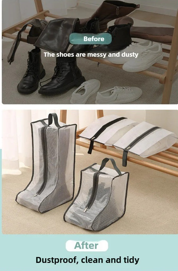 shoe storage bag, multi-functional tote transparent shoe bag, dust-proof and moisture-proof shoe bag, long boots and short boots protective bag.