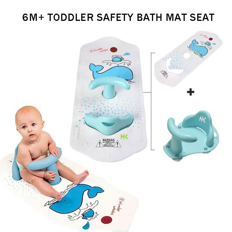 6M+ Infant Toddler Tub Seat Non-slip Safety Chair with Heat Sensitive Bath Mat