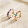 Unique Geometric Enamel Rings Set