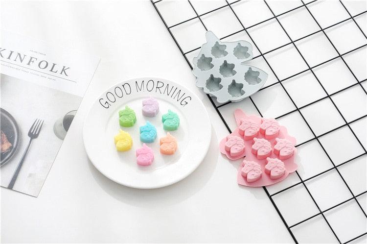 7 Cells Cute Unicorn Silicone Cake Molds No Smell Food Grade Material For Candle, Fondant, Biscuit, Dessert, Chocolate Molds Mini Unicorn Head Ice Cube Tray, Unicorn Silicone Molds Set For Chocolate Candy Cake Cupcake Soap Baking
