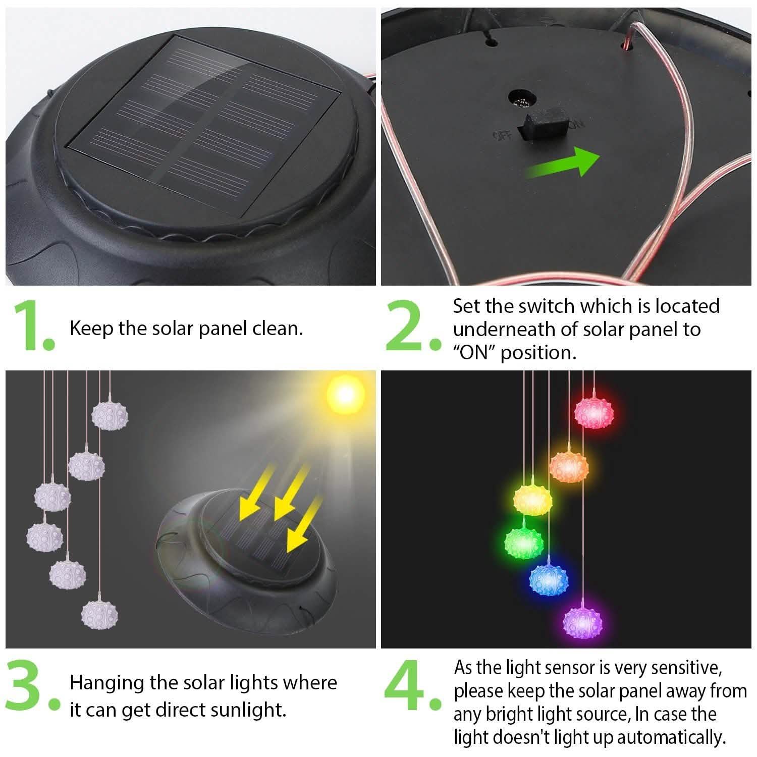 7 Color Changing Solar Wind Chime Lights Sea Urchins Decorative Lamp