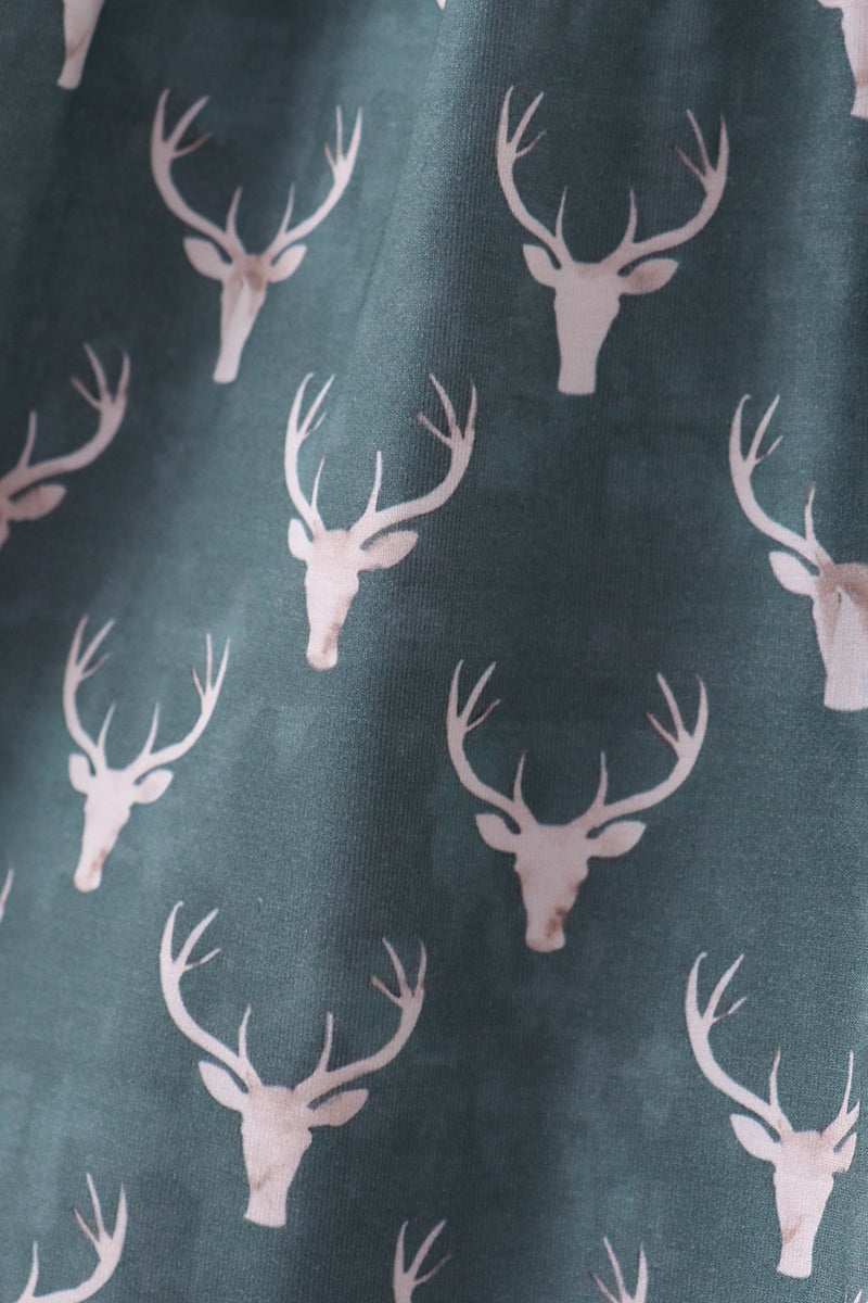 Premium forest reindeer print bamboo dress