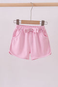 Premium Pink&white stripe bow shorts