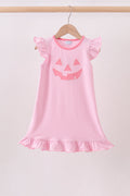 Pink stripe Smirk face applique dress