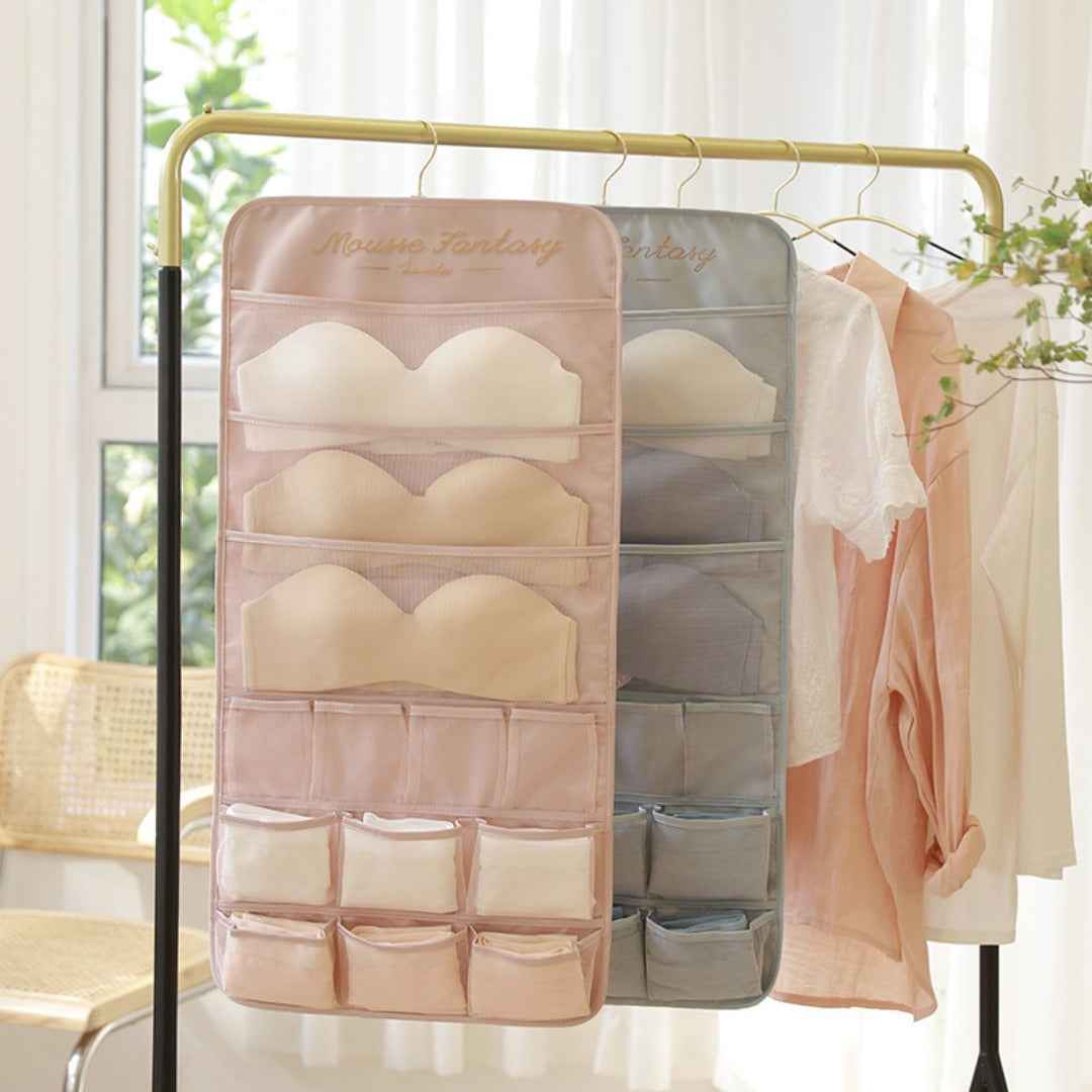 Underwear storage hanging bag, wall-mounted double-sided storage bag, underwear bra socks finishing bag, wardrobe hanging bag