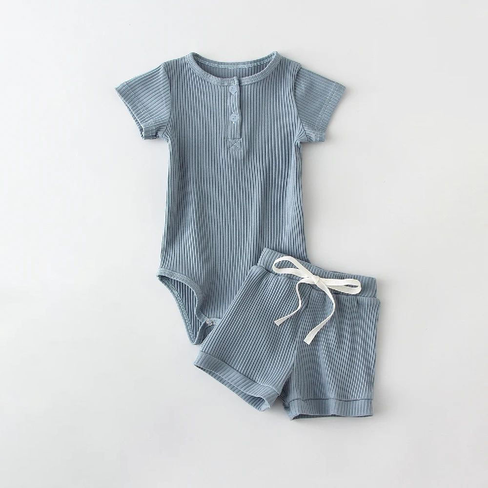 Two-piece Boys' Summer Round Neck Romper Suit