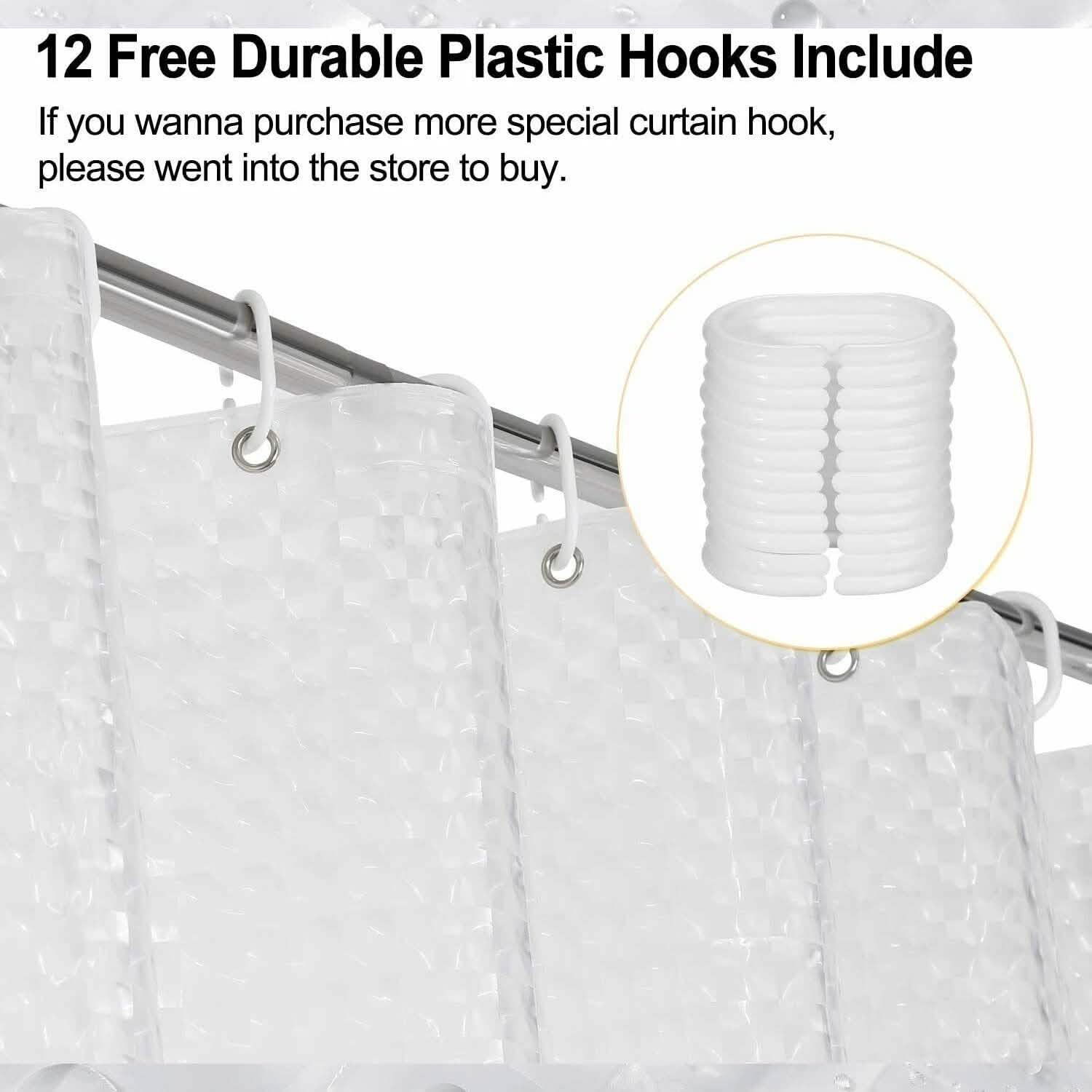 72 Inch FITNATE EVA Shower Clear Curtain Liner