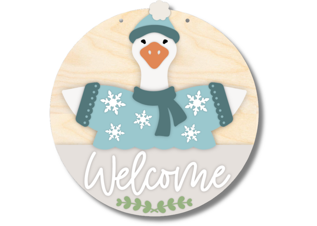 Unfinished Wood Welcome Goose Door Sign Kit | Wood Craft Cutouts | 1/4" Thick |