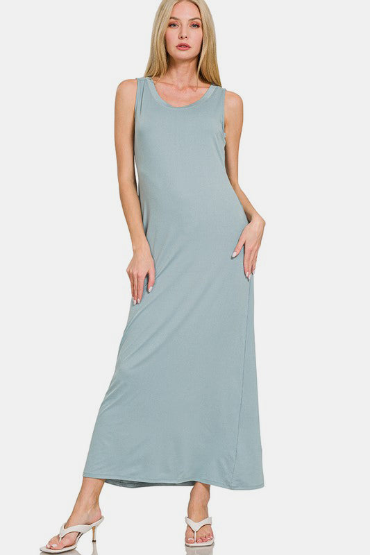 Scoop Neck Wide Strap Tank Dress For Women – Simple & Classic, Flattering Scoop Neck, Comfortable Wide Strap Design