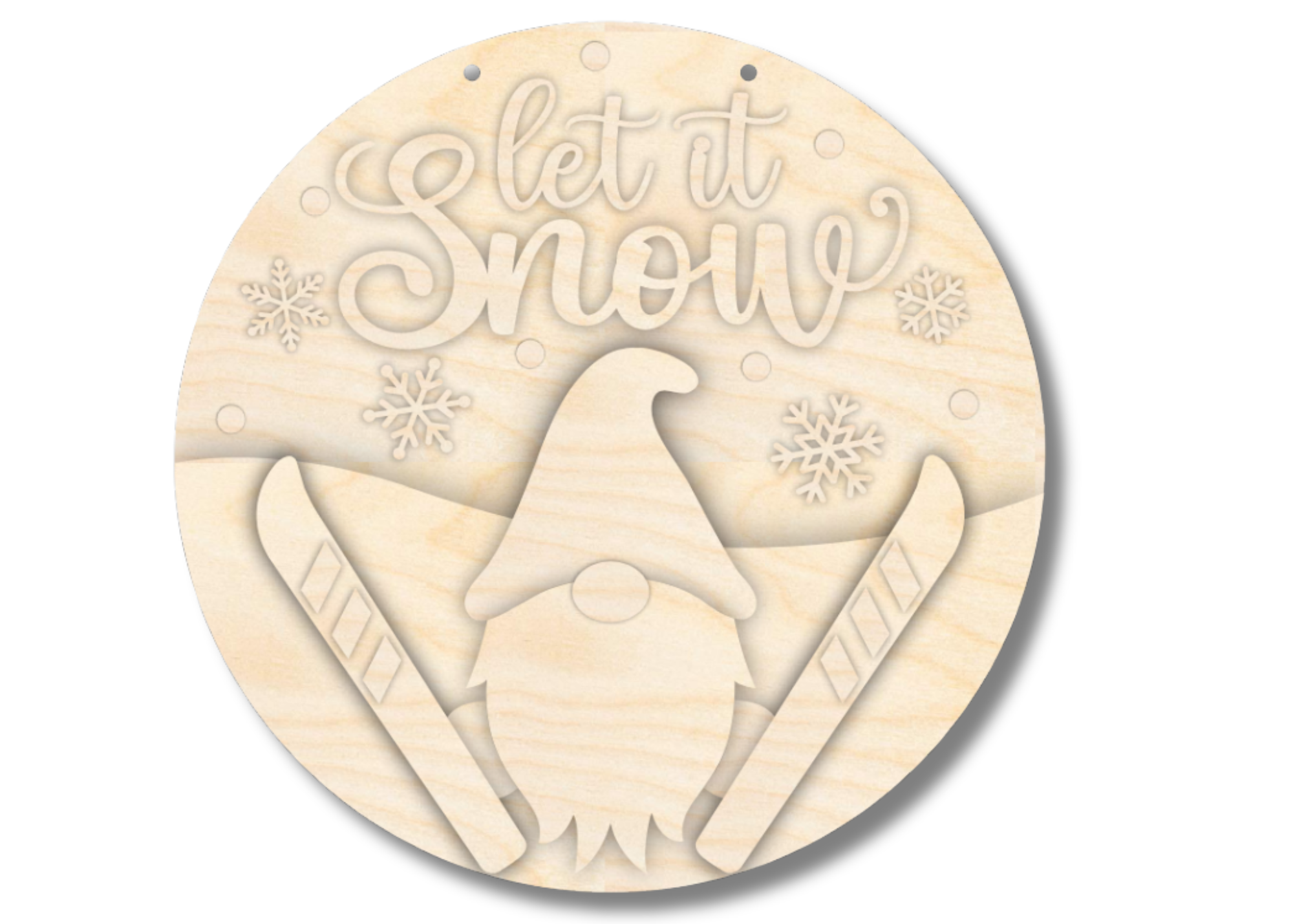 Unfinished Wood Let It Snow Gnome Door Sign Kit | Wood Craft Cutouts | 1/4" Thick |
