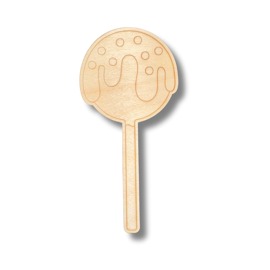 Unfinished Wood Etched Cake Pop Shape | Paint By Line Crafts | up to 30" DIY