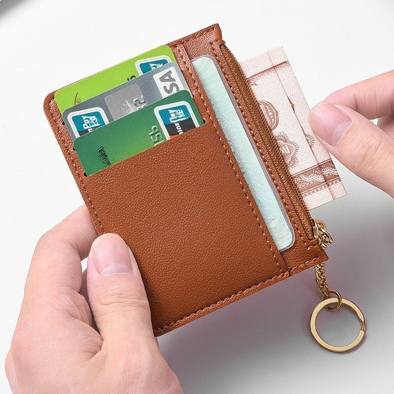 Ultra-thin new card bag for women, small and simple multi-card zipper change bag, large-capacity ID card holder, card holder.