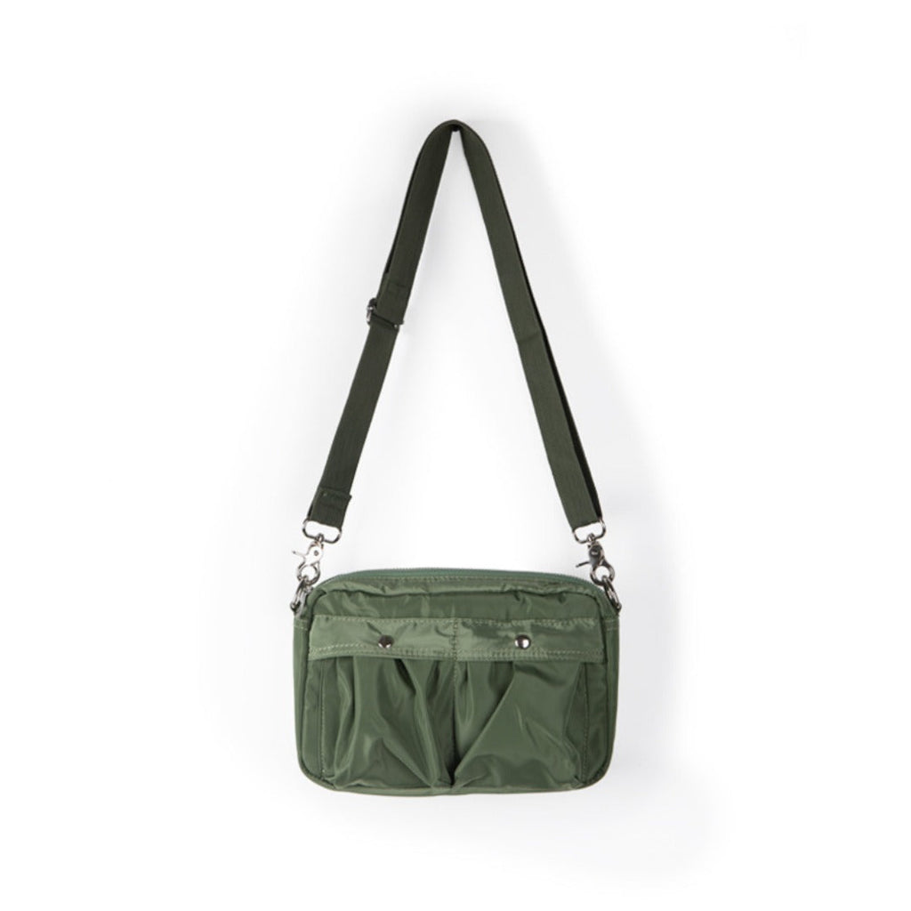 Women's bag simple tooling shoulder Crossbody bag, small pleated stylish casual nylon bag, small square purse