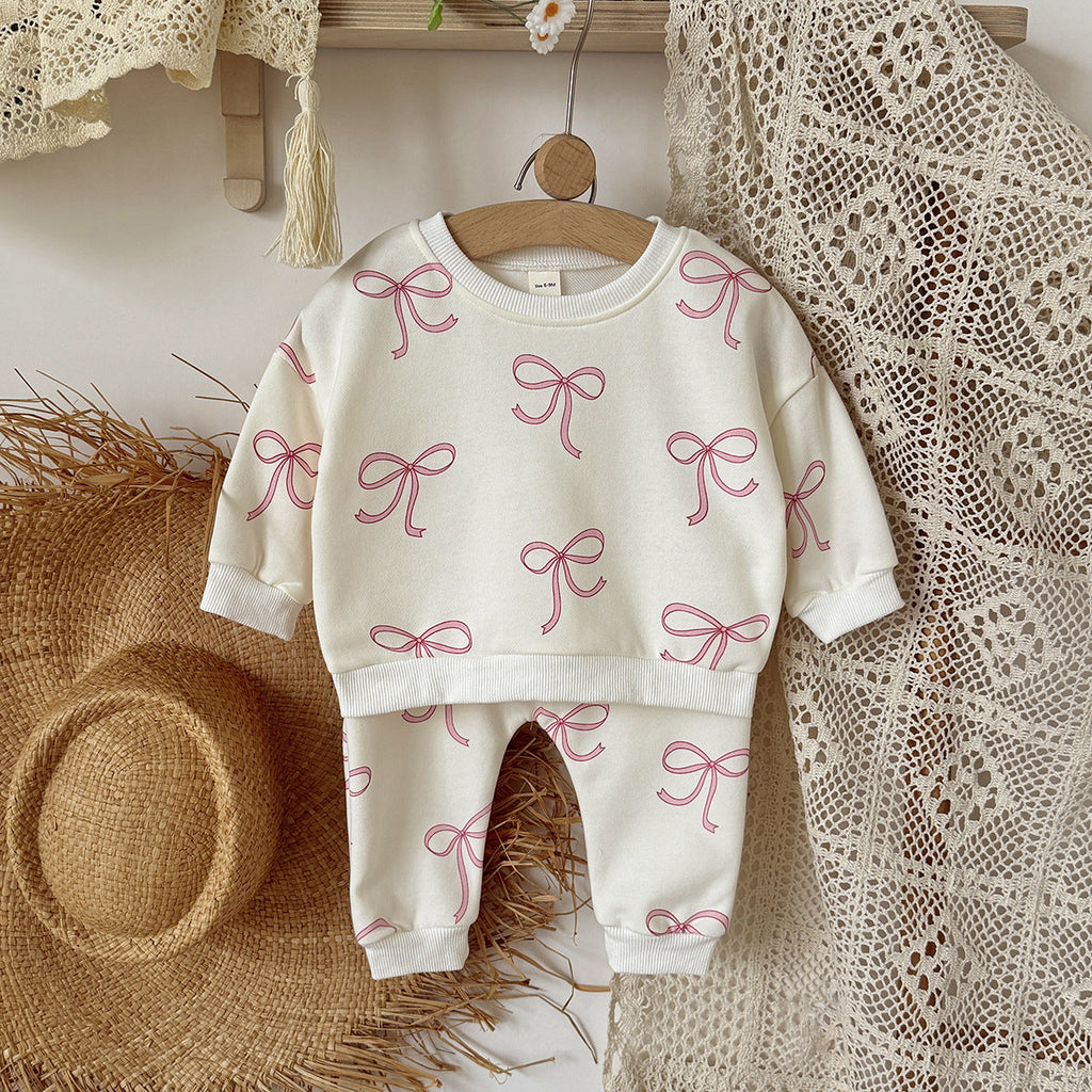 Infant And Toddler Bow-Knot Printed Two-Piece Set