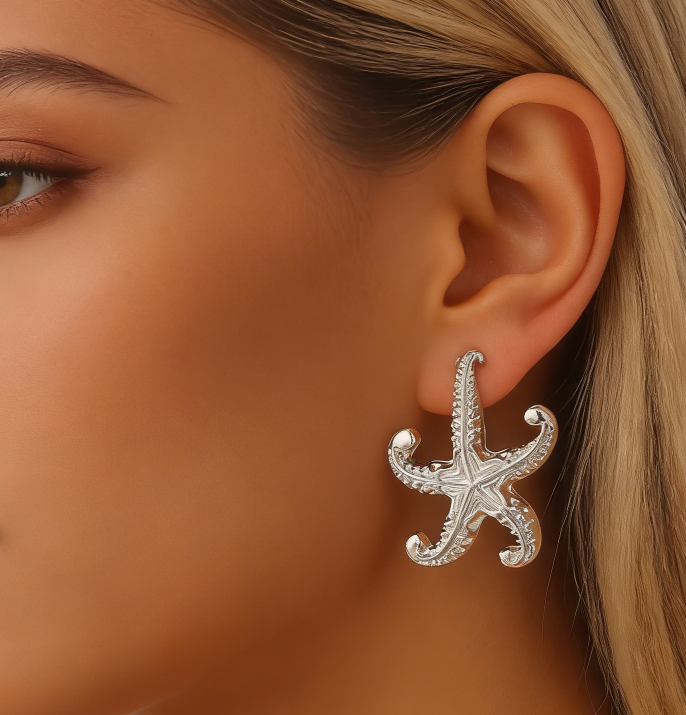 Trendy Ocean Starfish Geometric Earrings